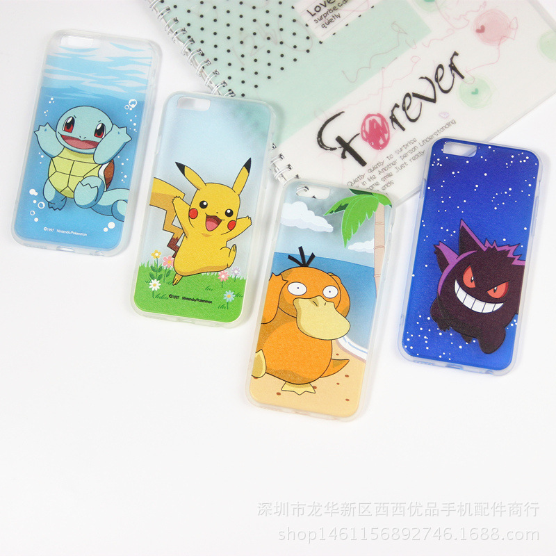 寵物小精靈Pokemon Go手機殼 浮雕蠶絲寶可夢goiPhone5 6 S保護套工廠,批發,進口,代購