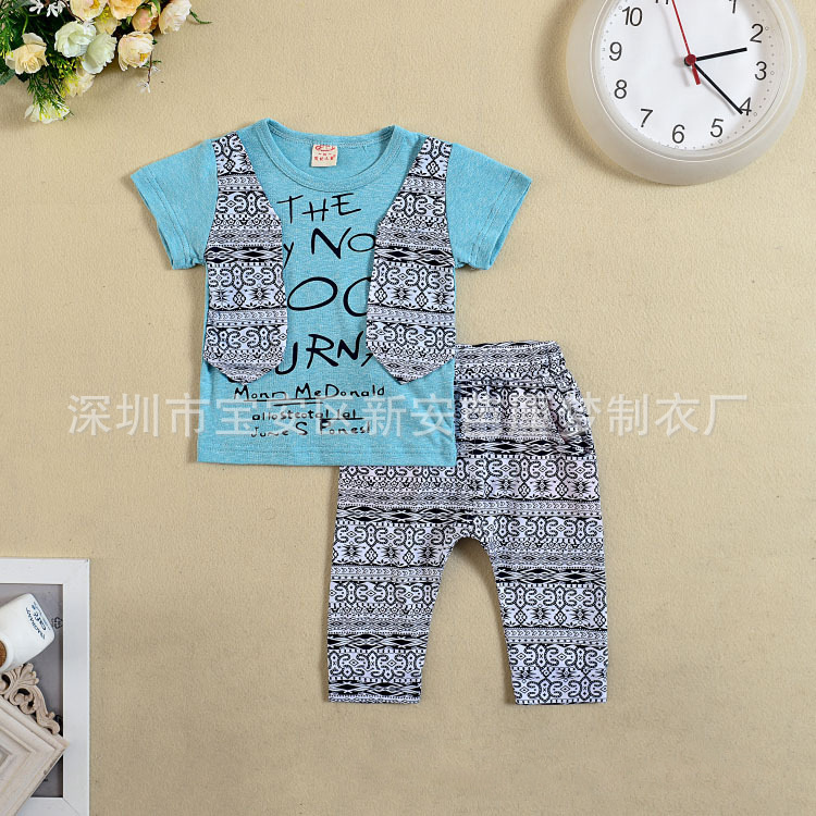 外貿男童短袖短褲寶寶套裝兒童裝4小男孩2015新款衣服3-7歲夏批發工廠,批發,進口,代購