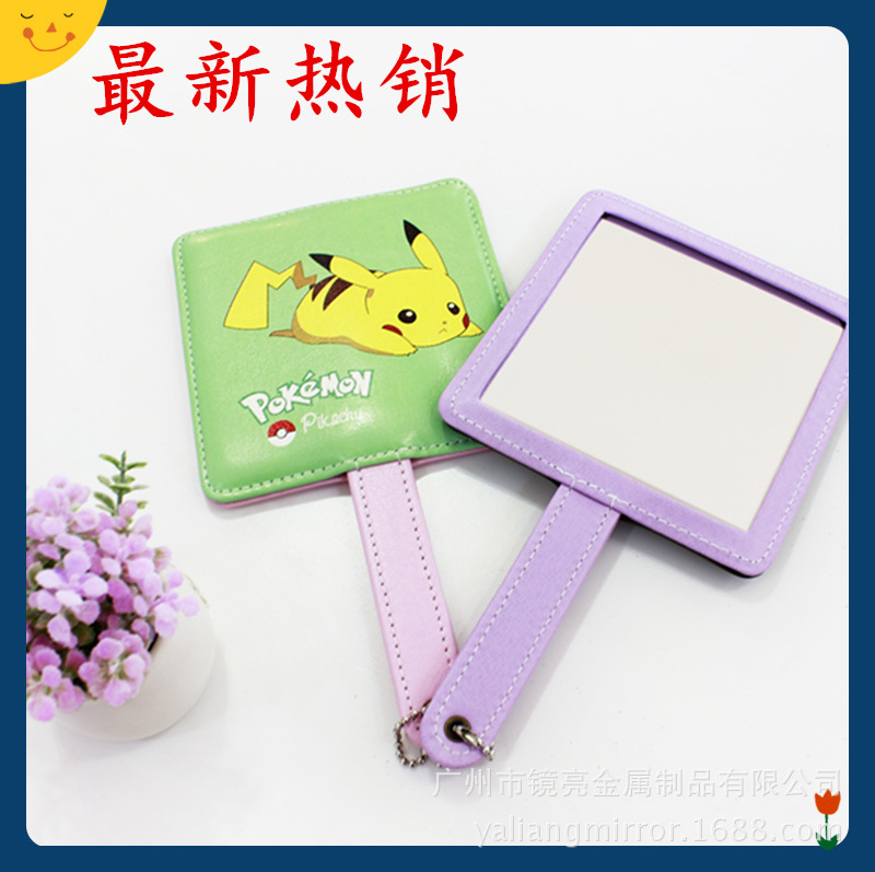 寵物小精靈寶可夢化妝鏡pokemon go遊戲微商微店貨源皮質手柄鏡工廠,批發,進口,代購