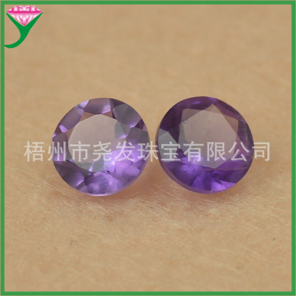 工廠低價銷售 優質夢幻的純天然紫水晶5mm圓形戒麵裸石 首飾配石工廠,批發,進口,代購