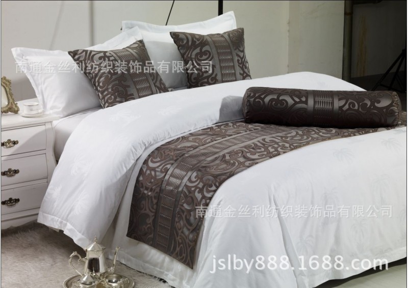 新品上市廠傢批發高檔提花高精密星級酒店用的床尾巾優質床上用品工廠,批發,進口,代購