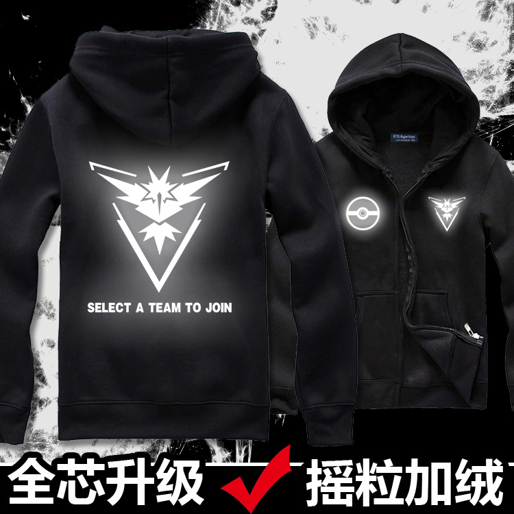 寵物小精靈寶可夢 寶可夢go POKEMON GO 火焰鳥 加絨拉鏈夜光衛衣工廠,批發,進口,代購