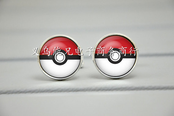 wish速賣通爆款 pokemon go 寵物小精靈寶可夢go時光寶石玻璃袖扣工廠,批發,進口,代購