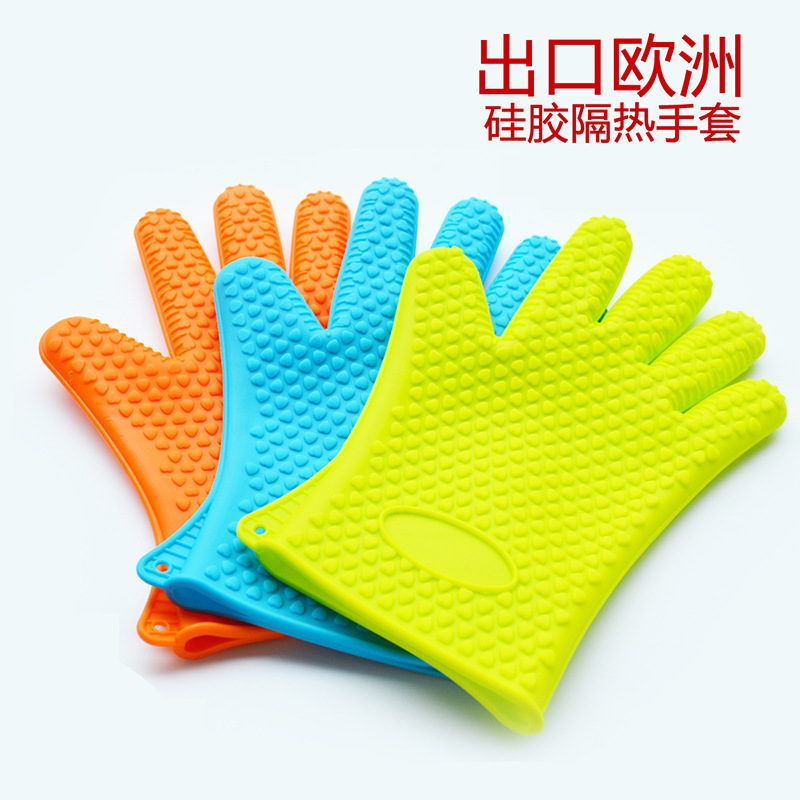 現貨批發 加厚防滑矽膠微波爐隔熱手套五指 烘焙工具 矽膠手套工廠,批發,進口,代購