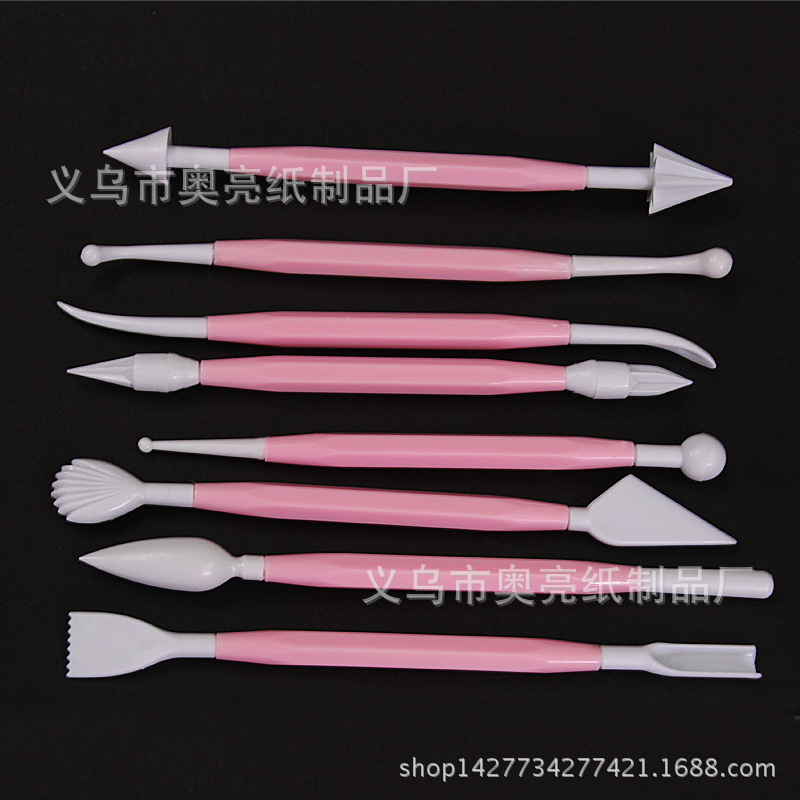 翻糖蛋糕DIY工具 8件套粉色蛋糕雕刻組 糖花雕刻筆脫模刀A414批發・進口・工廠・代買・代購
