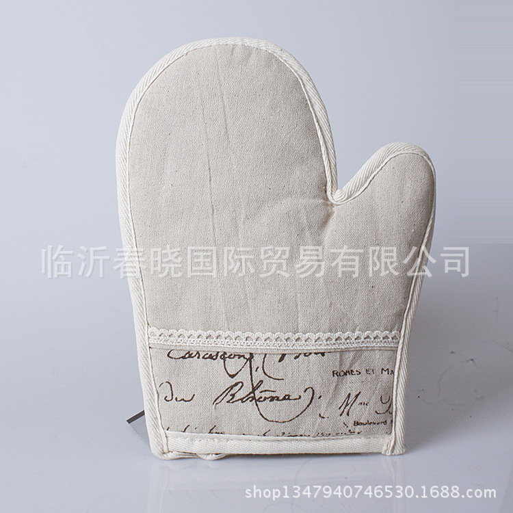 棉麻微波爐手套 田園風隔熱手套 廚房用手套 【圖】工廠,批發,進口,代購