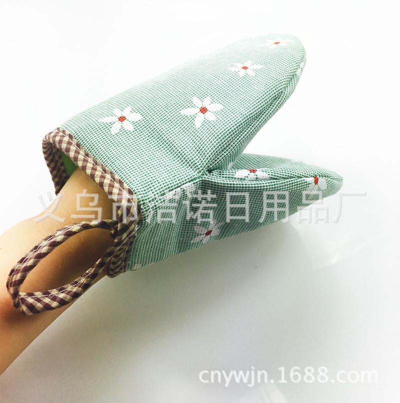 廠傢直銷加厚棉質印花烘培工具防燙隔熱烤箱微波爐手套帶掛鉤工廠,批發,進口,代購