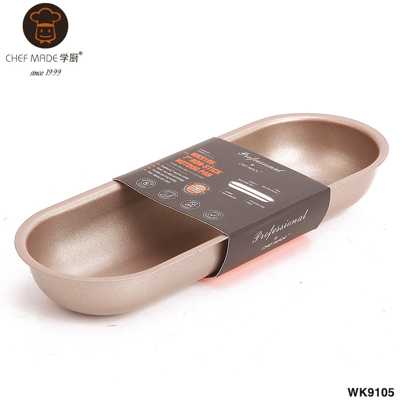 chefmade學廚 金色7寸不黏熱狗模具橢圓長條麵包土司模WK9105工廠,批發,進口,代購