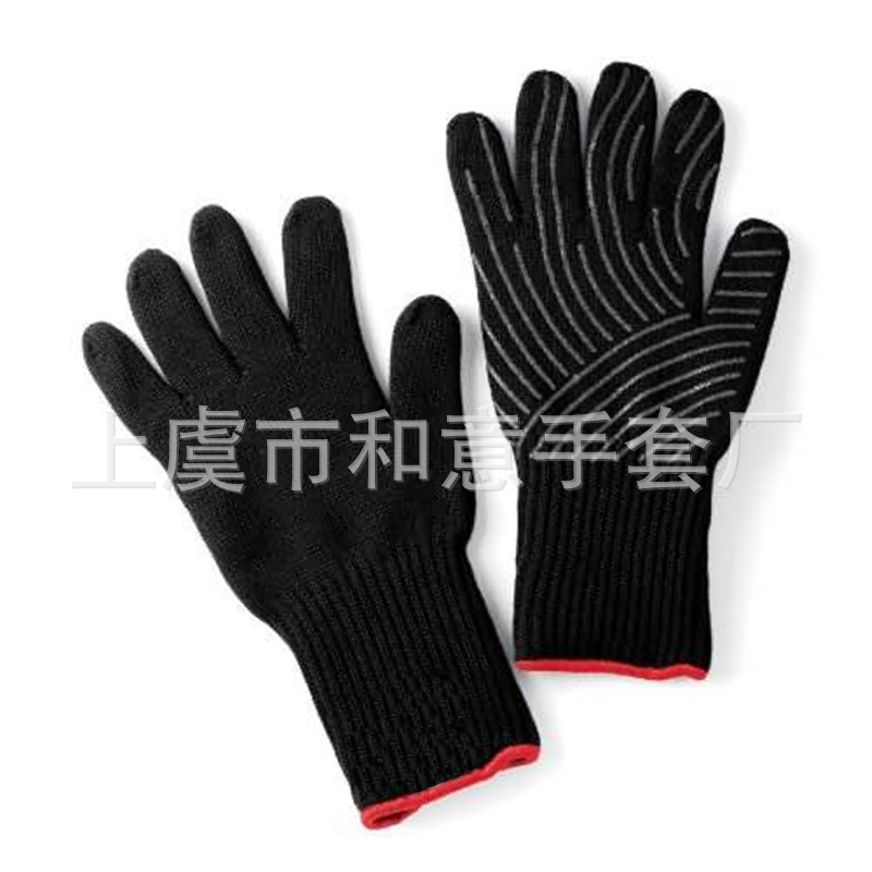 BBQ燒烤手套生產廠傢批發手腕加長黑色芳綸耐高溫 防燙 烤箱手套工廠,批發,進口,代購