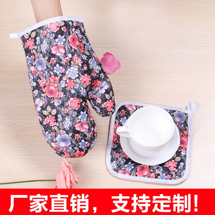 廚房碎花防燙手套 微波爐隔熱防燙手套兩件套 隔烤箱手套廠傢批發工廠,批發,進口,代購