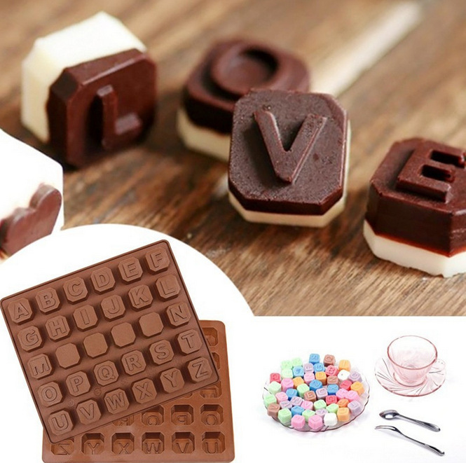 26個平板英文字母矽膠蛋糕模DIY巧克力手工皂模具工廠,批發,進口,代購