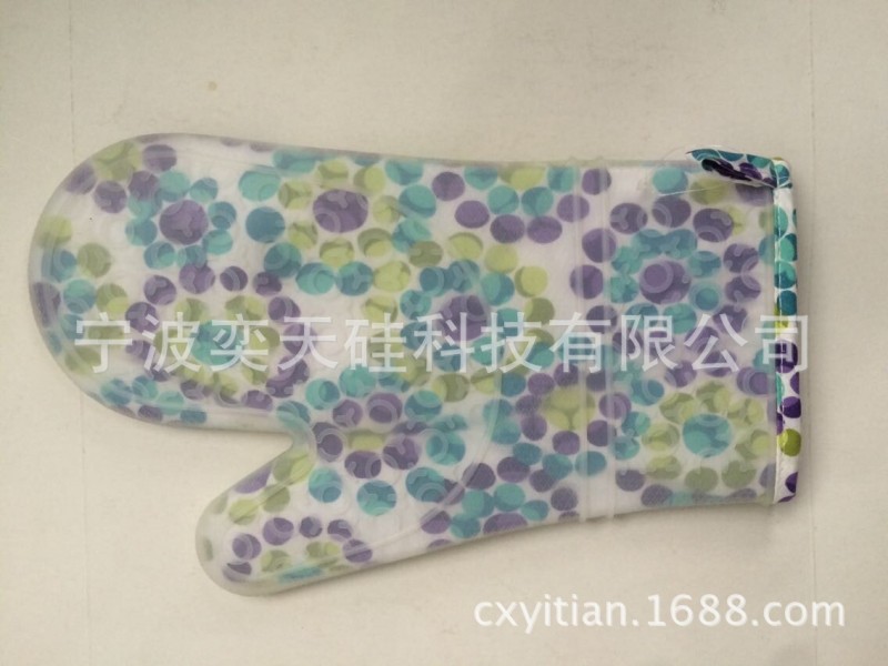 廠方直銷矽膠印花棉手套微波爐隔熱手套廚房矽膠手套網麵印花手套批發・進口・工廠・代買・代購