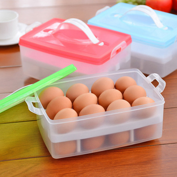 B273 手提式雙層塑料雞蛋收納盒冰箱雞蛋保鮮盒工廠,批發,進口,代購