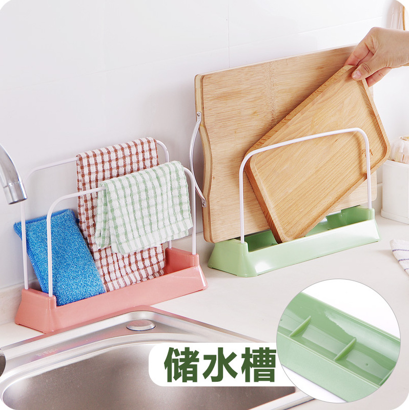 廚房帶接水盤砧板架置物架多功能收納抹佈百潔佈海綿瀝水架菜板架工廠,批發,進口,代購