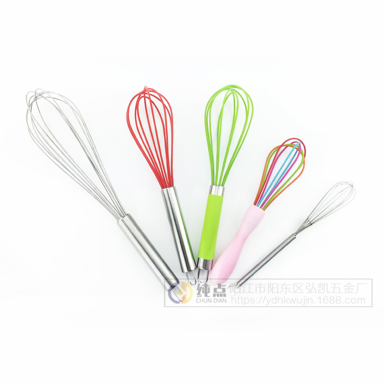 不銹鋼圓柄打蛋器 傢用雞蛋攪拌器 矽膠彩色打蛋器 線型打蛋器工廠,批發,進口,代購