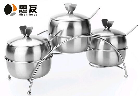 不銹鋼調味罐  韓式三四味組合調味盅 炫彩調味架 調料缸工廠,批發,進口,代購