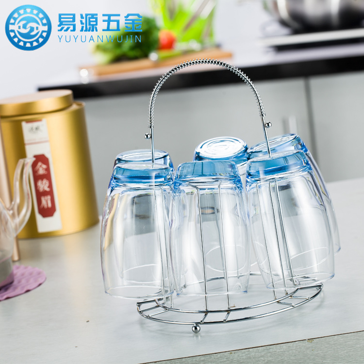 廠傢直銷 單層6杯架水杯掛架子 瀝水杯倒掛勾架 廚房創意高腳杯架工廠,批發,進口,代購