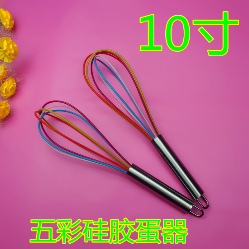 廠傢現貨10寸不銹鋼管柄矽膠打蛋器手動食物攪拌器蛋糕雞蛋打蛋器批發・進口・工廠・代買・代購