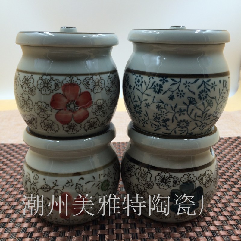 廠傢直銷日式和風4色調味罐釉下彩帶蓋調味瓶調味罐工廠,批發,進口,代購
