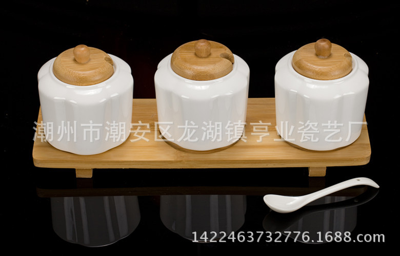 亨業獨傢 創意陶瓷調料罐 廚房味具 調料盒  3件套工廠,批發,進口,代購