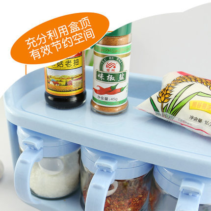 振興玻璃調味盒三件套裝調味罐密封調味瓶調料盒有架送勺工廠,批發,進口,代購