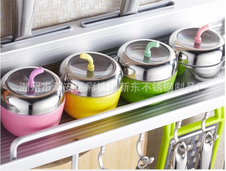 201彩色蘋果可視不銹鋼調味罐調味瓶調味盒調料瓶糖罐盅批發・進口・工廠・代買・代購
