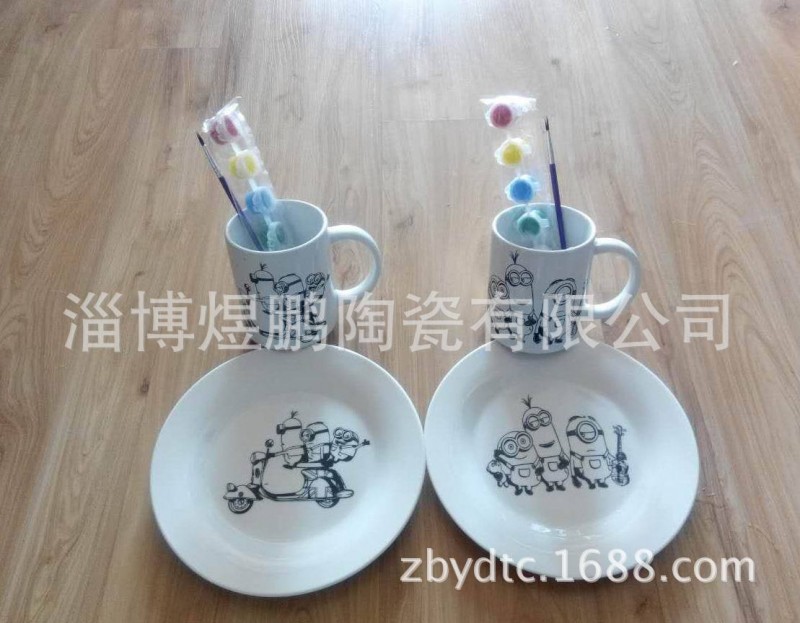 廠傢低價銷售 DIY彩繪陶瓷盤子  水彩彩繪陶瓷杯子 迪士尼促銷品批發・進口・工廠・代買・代購