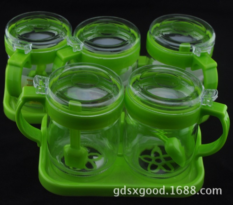 玻璃兩格 三格調味盒 玻璃調味罐味精鹽調料盒批發・進口・工廠・代買・代購