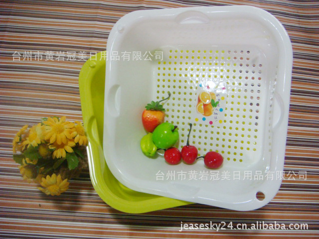 方形雙層塑料筐 二合一菜篩 雙層洗菜盆 可印刷廣告工廠,批發,進口,代購
