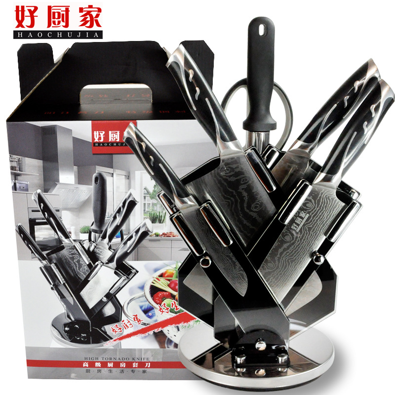 菜刀套刀 加LOGO定製 刀具套裝七件 大馬士革廚用刀 廚房高檔禮品工廠,批發,進口,代購