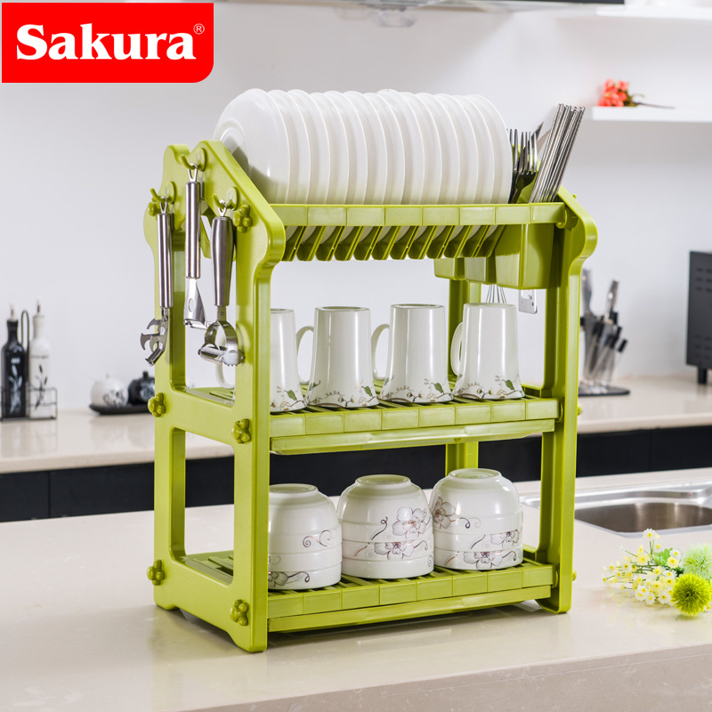 Sakura 三層塑料碗碟架 瀝水架 廚房置物架 餐具收納架 置地批發・進口・工廠・代買・代購