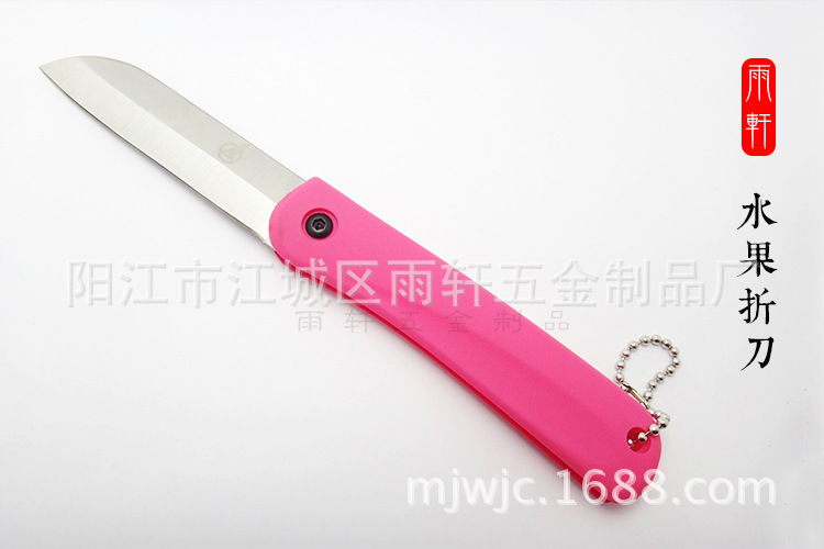 【雨軒】B003不銹鋼塑料手柄水果折疊刀 隨身便攜小刀 彩色工廠,批發,進口,代購