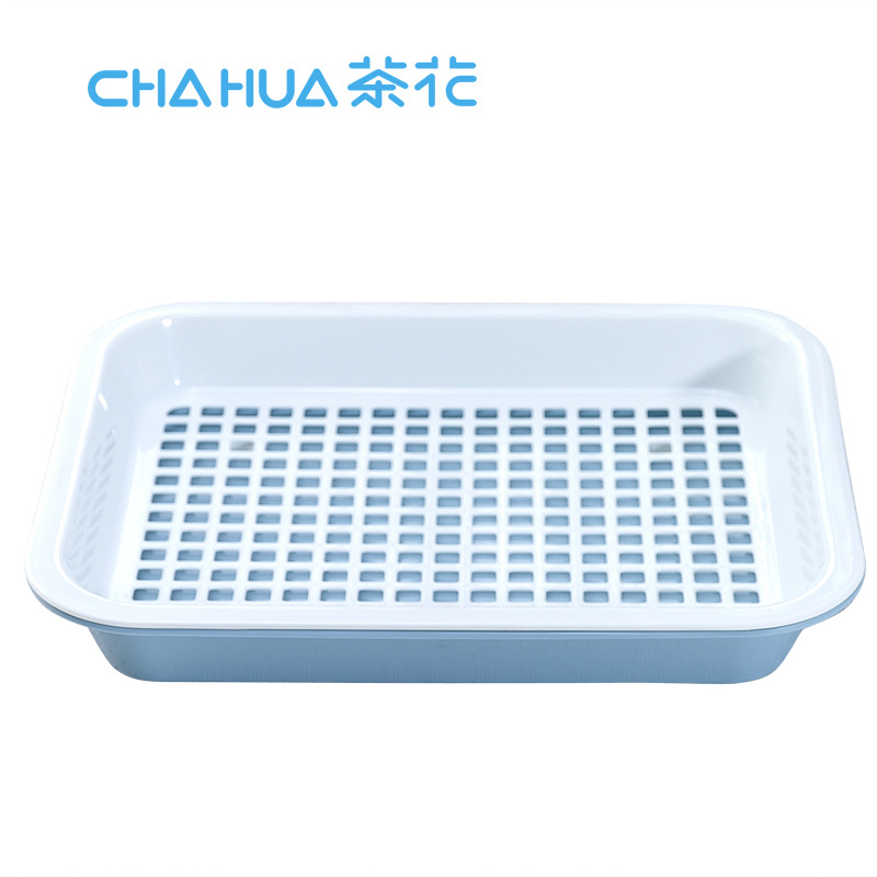 中高檔防偽茶花二層瀝水碗架純色托盤塑料花正茶盤水果茶具1001-B批發・進口・工廠・代買・代購