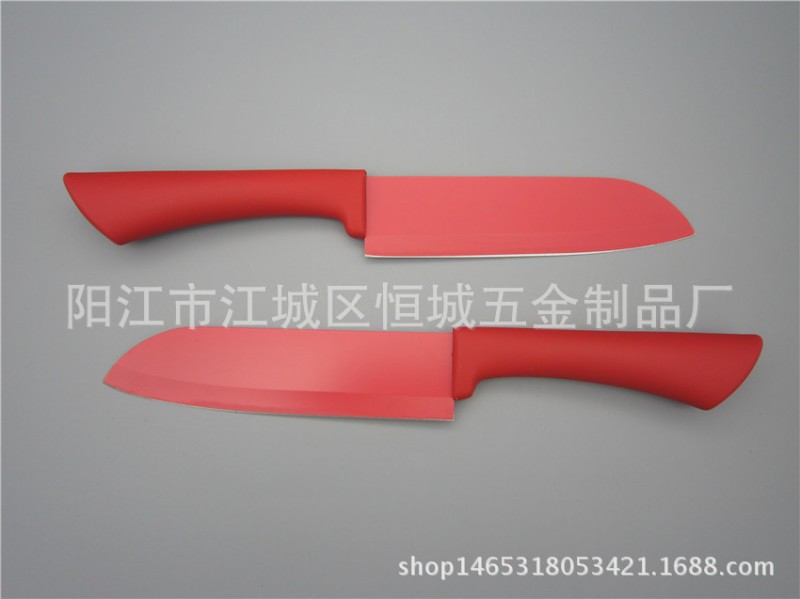 廠傢暢銷新品 不黏刀 彩色噴漆刀 廚房套刀 禮品刀 不銹鋼水果刀工廠,批發,進口,代購