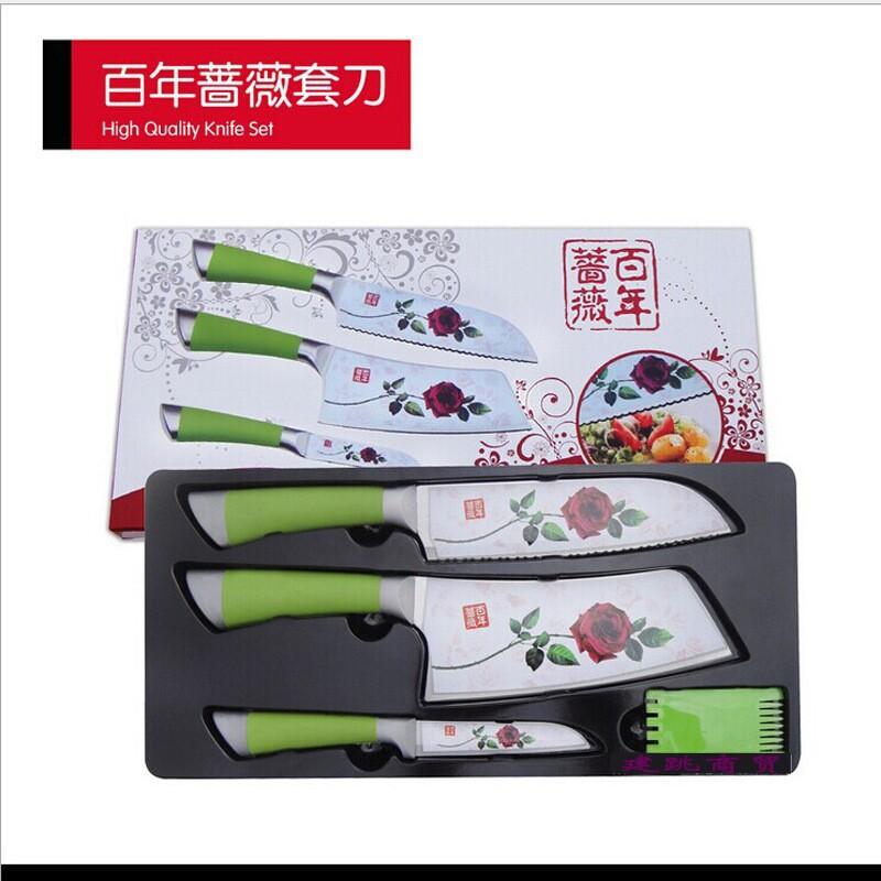 廠傢直銷批發百年薔薇四件套刀展銷會跑江湖百年薔薇刀禮品套刀工廠,批發,進口,代購