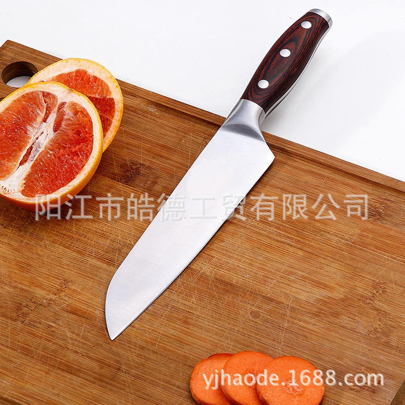 高品質陽江不銹鋼刀具 彩木柄多用刀 廚用刀 菜刀 砍骨刀 水果刀工廠,批發,進口,代購