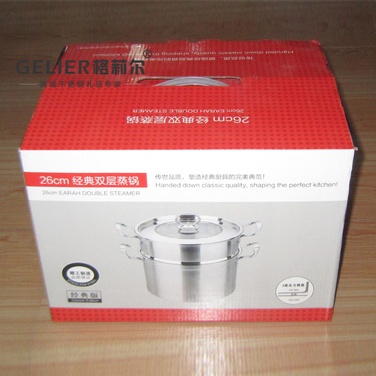 不銹鋼歐式雙層直角蒸鍋 加厚復底多用湯蒸鍋 鋼耳鋼柄 帶蒸格工廠,批發,進口,代購
