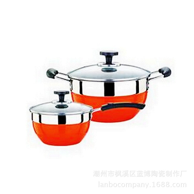 批發出口奶鍋湯鍋組合兩件套禮品鍋組合  單底不銹鋼鍋具工廠,批發,進口,代購