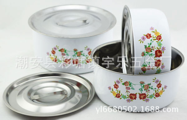 【廠傢直銷】宇樂不銹鋼多彩貼花料理鍋 精美3件套禮品鍋工廠,批發,進口,代購