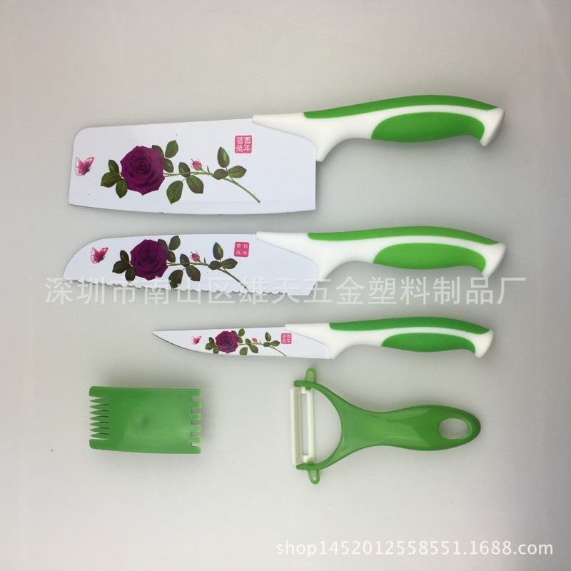 廚房套刀 新款百年薔薇五件套 增護手器 廚房套刀組合 廚用刀具工廠,批發,進口,代購