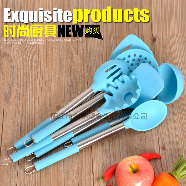 韓式廚具矽膠漏鏟湯勺 廚房環保烹飪工具 食品級套裝標準工廠,批發,進口,代購