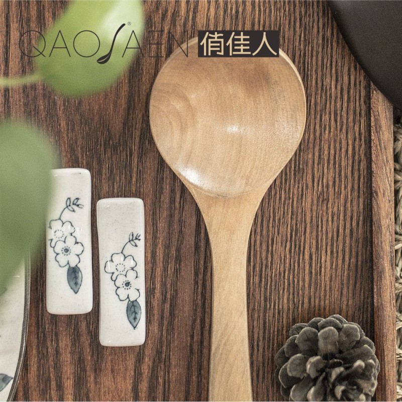 俏佳人 健康原木 不沾鍋專用 22cm 本色淺中彎勺批發・進口・工廠・代買・代購
