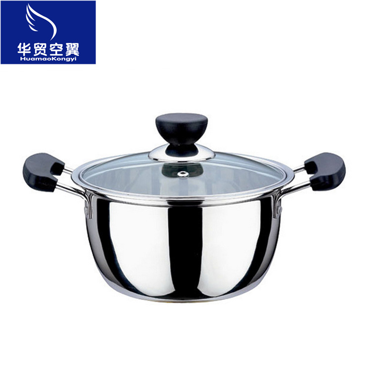加厚不銹鋼雙耳湯鍋單底奶鍋多用鍋煮麵鍋個人小火鍋18-26cm湯鍋工廠,批發,進口,代購