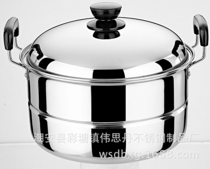 26CM鋼蓋加厚復底單層不銹鋼蒸鍋湯鍋電磁爐通用淘寶一件代發工廠,批發,進口,代購