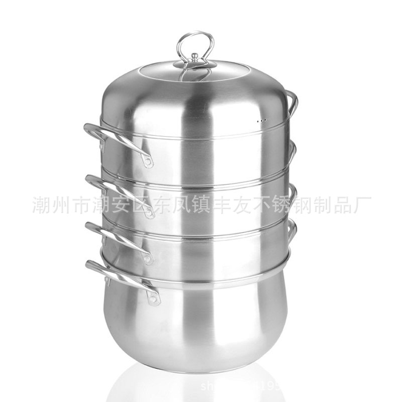 不銹鋼節能蒸鍋4層多用蒸鍋加厚復底不串味26~32cm帶磁無磁批發・進口・工廠・代買・代購