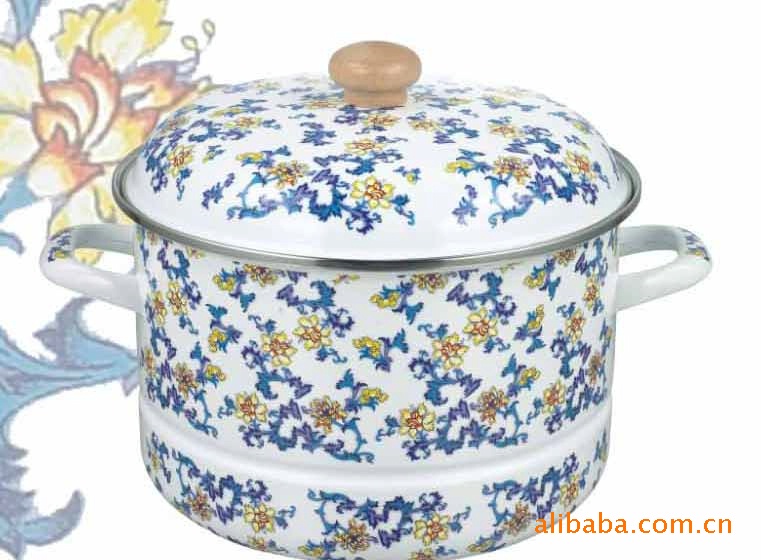 搪瓷蒸鍋/湯鍋/禮品/批發/鍋 754F-蘭色小花工廠,批發,進口,代購