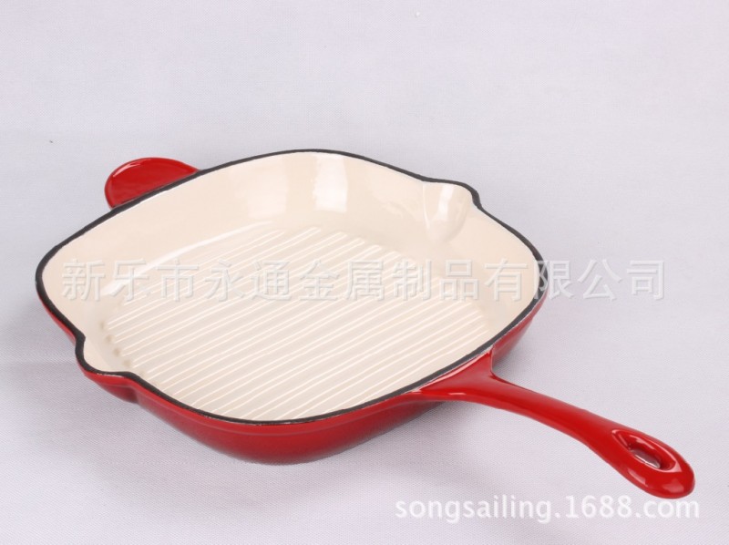 鑄鐵搪瓷炊具/鑄鐵琺瑯煎盤烤盤*鑄鐵煎盤*煎牛排烤肉煎魚蝦出口工廠,批發,進口,代購