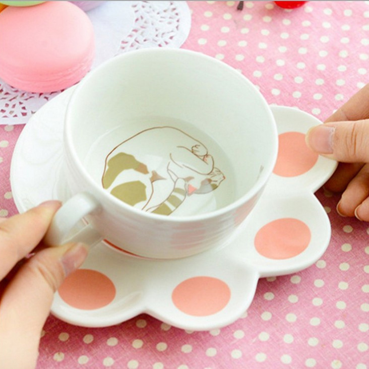 貓咪陶瓷咖啡杯陶瓷杯碟組合下午茶杯碟卡通創意水杯奶茶禮品杯子批發・進口・工廠・代買・代購