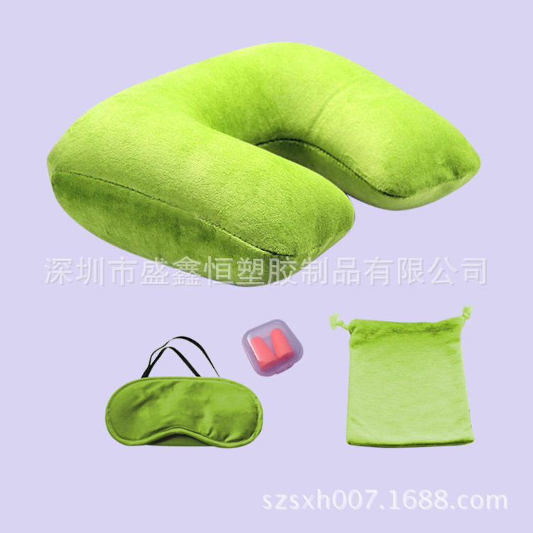 PVC充氣枕頭 旅遊三寶天鵝絨 吹氣u型枕頭 飛機枕 護頸枕款工廠,批發,進口,代購
