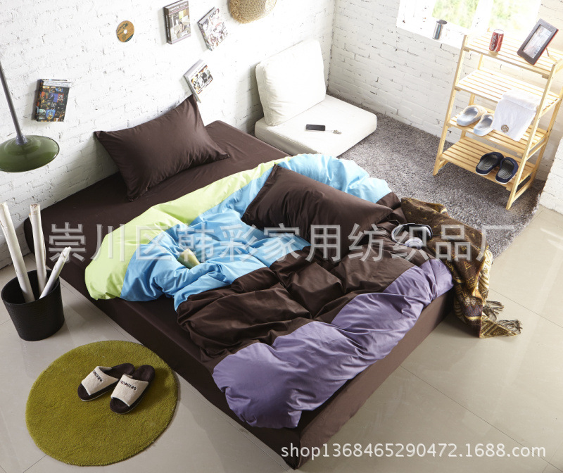新款 床上用品全純棉活性時尚四拼色四件套 可一件代發工廠,批發,進口,代購